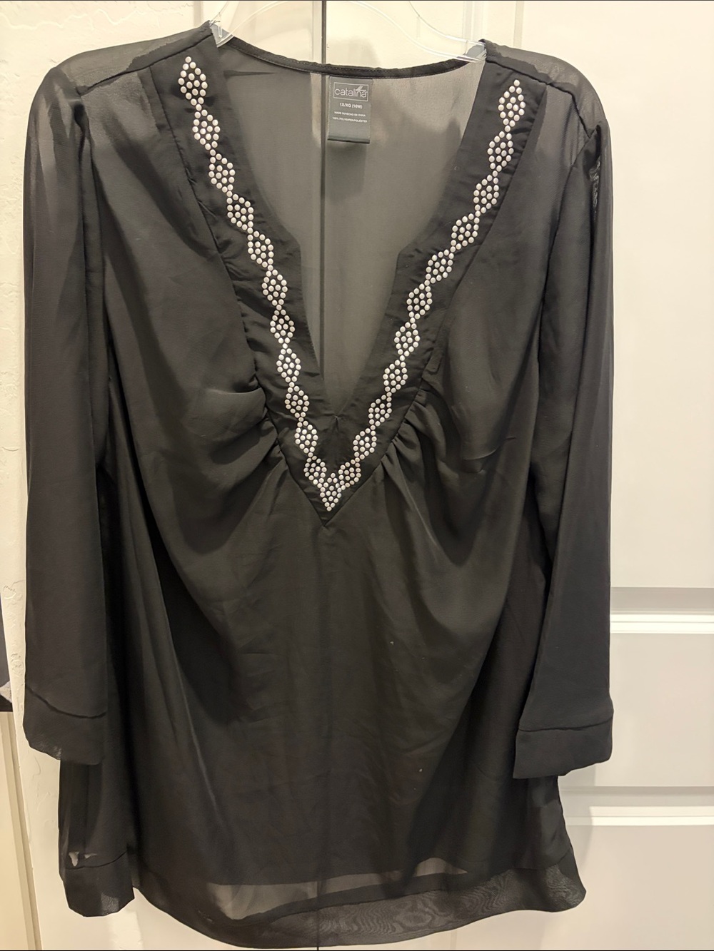 Black Sheer V-Neck Women’s Swim Coverup